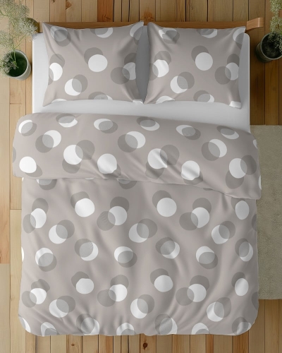 Pościel bawełniana beżowa 100% 220x200 w grochy