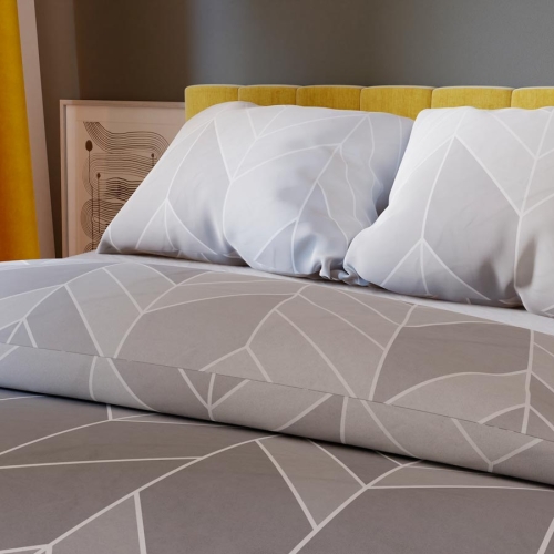 Komplet pościeli z bawełny satynowej geometryczny wzór 160x200 Nitta