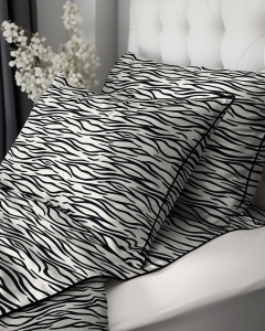 Pościel z perkalu 160x200 Zebra Biało Czarna Lame Percale