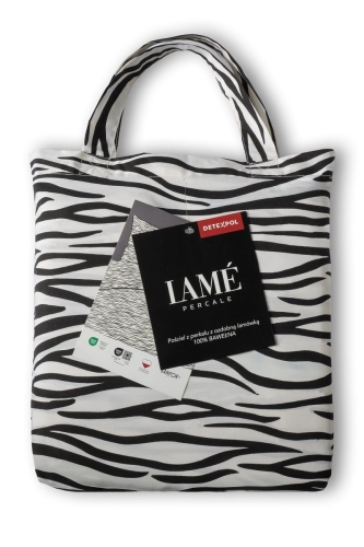 Pościel z perkalu 160x200 Zebra Biało Czarna Lame Percale
