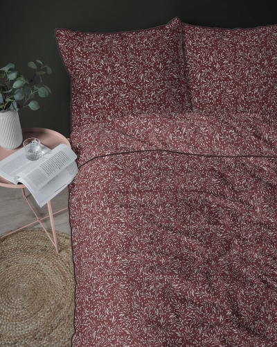 Pościel z perkalu 160x200 Roślinny Wzór Lame Percale