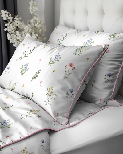 Pościel z perkalu 160x200 Polne Kwiaty Lame Percale