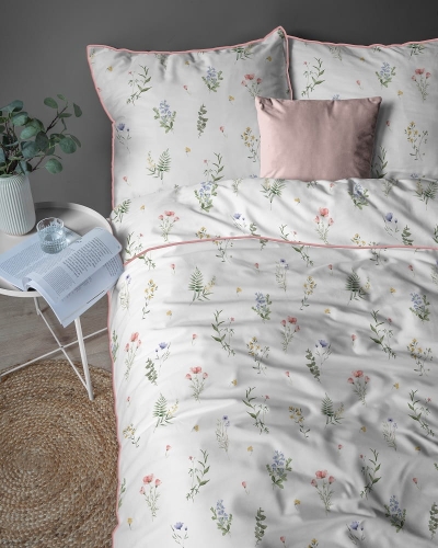 Pościel z perkalu 160x200 Polne Kwiaty Lame Percale