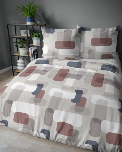 Komplet pościeli z satyny bawełnianej Home Satin 220x200 w prostokąty