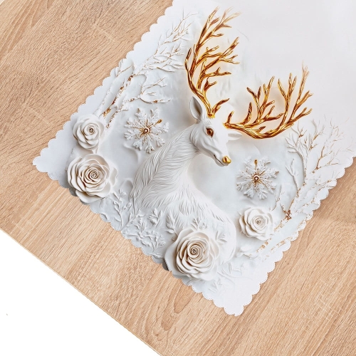 Bieżnik wodoodporny świąteczny 38x140 Jelonek z efektem 3d