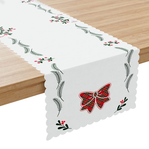 Bieżnik wodoodporny świąteczny 38x140 Kokarda w kratkę
