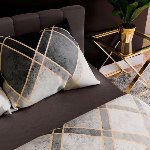 Komplet pościeli z bawełny satynowej geometryczny wzór 220x200 Cindera