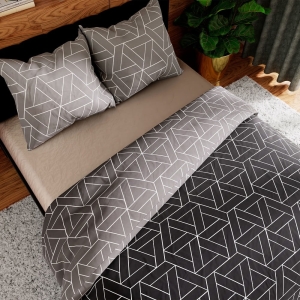 Komplet pościeli z bawełny satynowej geometryczny wzór 220x200 Zefira