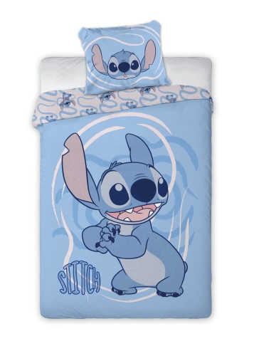 Pościel licencjonowana dziecięca bawełniana niebieska Stitch 140x200