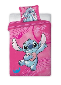 Pościel licencjonowana dziecięca bawełniana różowa Stitch 160x200