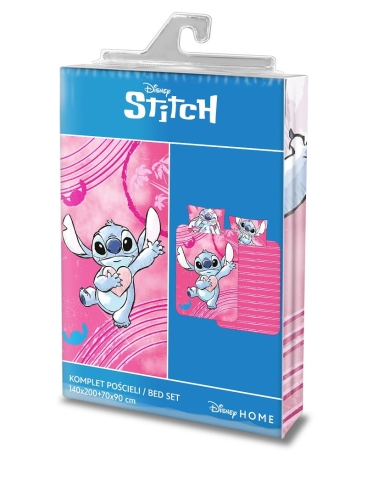 Pościel licencjonowana dziecięca bawełniana różowa Stitch 160x200