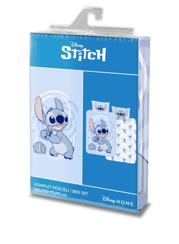 Pościel licencjonowana dziecięca bawełniana niebieska Stitch 160x200
