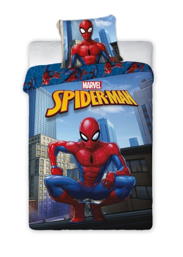 Pościel licencjonowana dziecięca bawełniana niebieska Spiderman 160x200