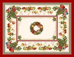 Obrus gobelinowy świąteczny 140x180 Bożonarodzeniowe Wieńce