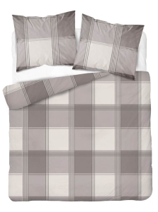 Pościel flanelowa beżowa 160x200 w kratę