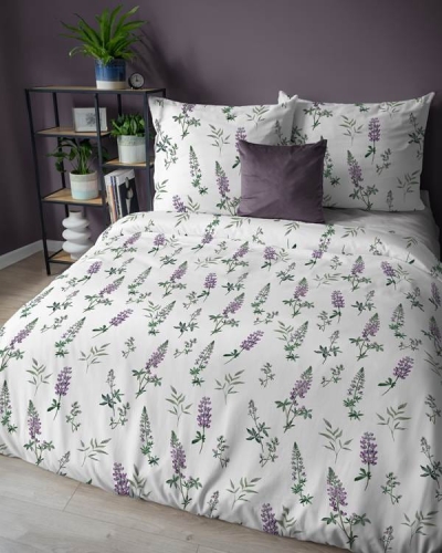 Pościel flanelowa w 160x200 w kwiaty łubinu