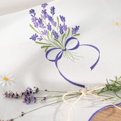 Bieżnik biały 38x140 Lawendowa Polana