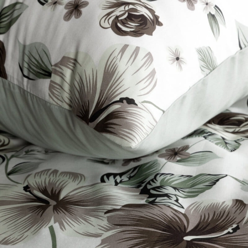 Komplet pościeli z bawełny satynowej Spring 220x200 w hibiskusy i róże