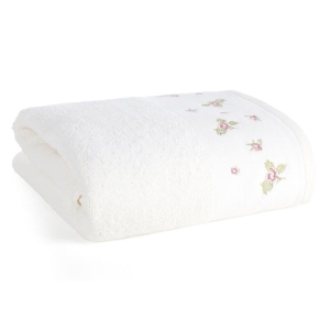 Ręcznik kąpielowy kremowy 70x140 z haftem kwiatowym Dalia