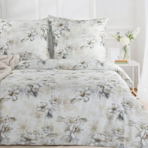 Komplet pościeli z bawełny satynowej Spring 160x200 w beżach i szarościach