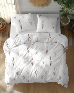 Pościel bawełniana 100% 160x200 w beżowe trawy