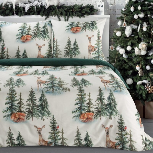 Zimowa pościel bawełniana 160x200 Deer w Zimowy Las