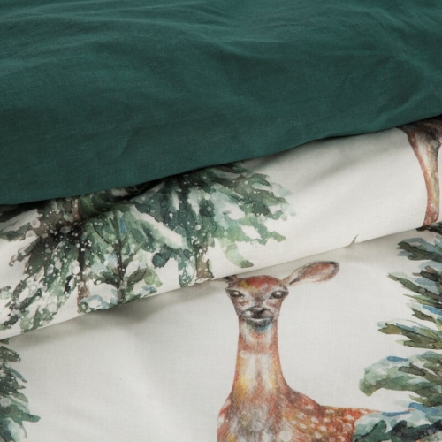Zimowa pościel bawełniana 160x200 Deer w Zimowy Las