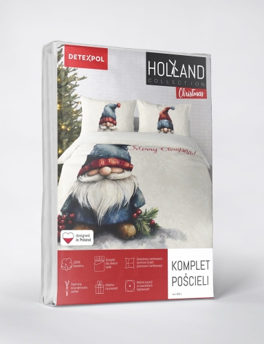 Komplet pościeli świątecznej Holland 160x200 Skrzat z Jagodami