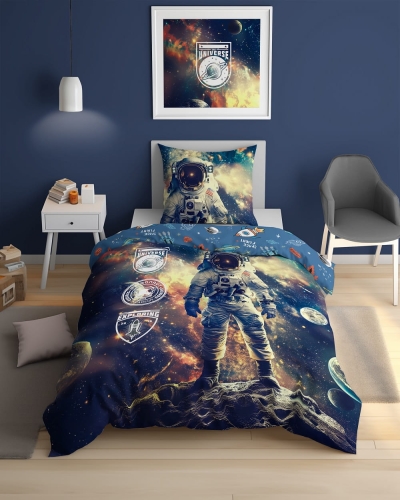 Pościel bawełniana dziecięca 140x200 Kosmonauta