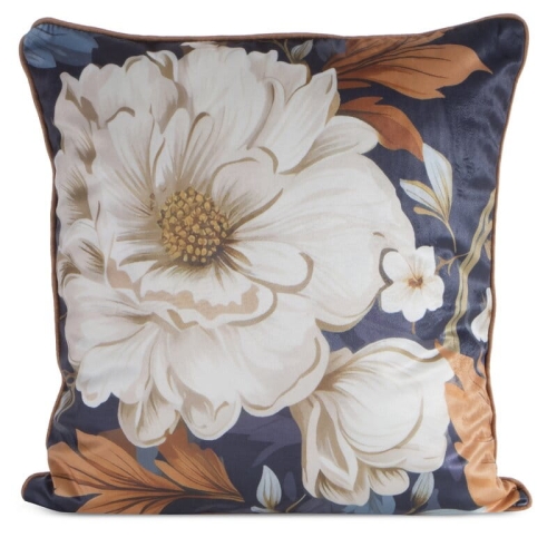 Poszewka dekoracyjna velvet 45x45 granatowa w kwiaty