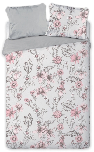 Pościel bawełniana Elegant 160x200 w pudrowe kwiaty