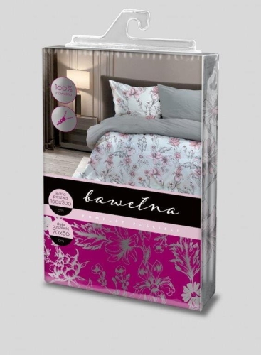 Pościel bawełniana Elegant 160x200 w pudrowe kwiaty