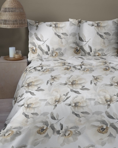 Komplet pościeli z satyny bawełnianej 160x200 w duże pełne kwiaty Home Satin