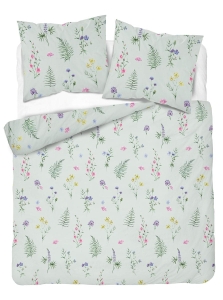 Komplet pościeli z satyny bawełnianej miętowej 160x200 w drobne kwiaty Home Satin