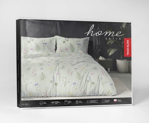 Komplet pościeli z satyny bawełnianej miętowej 220x200 w drobne kwiaty Home Satin