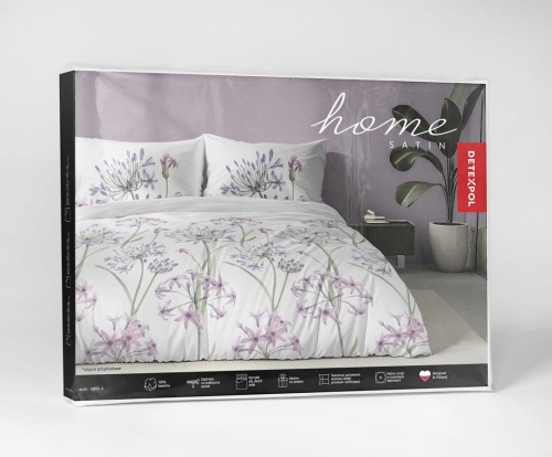 Komplet pościeli z satyny bawełnianej 220x200 w kwiaty czosnku ozdobnego Home Satin