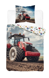 Pościel bawełniana młodzieżowa 140x200 Czerwony Traktor