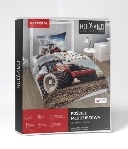 Pościel bawełniana młodzieżowa 160x200 Czerwony Traktor