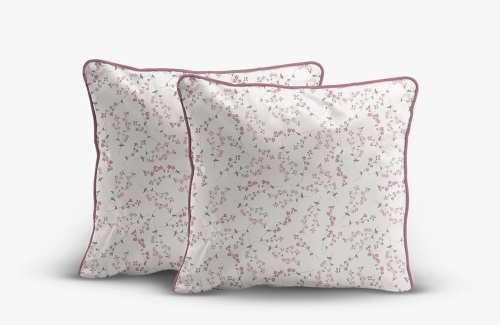 Komplet poszewek z perkalu 40x40 Różowe Drobne Kwiaty Lame Percale