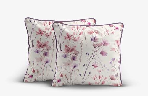Komplet poszewek z perkalu 40x40 Różowa Łąka Lame Percale