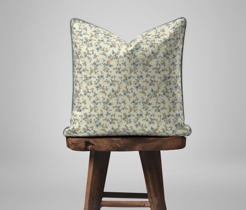 Komplet poszewek z perkalu 40x40 Niebieskie Żółte Kwiaty Lame Percale 