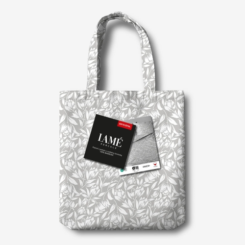 Pościel z perkalu 220x200 Popielata w Kwiaty Lame Percale