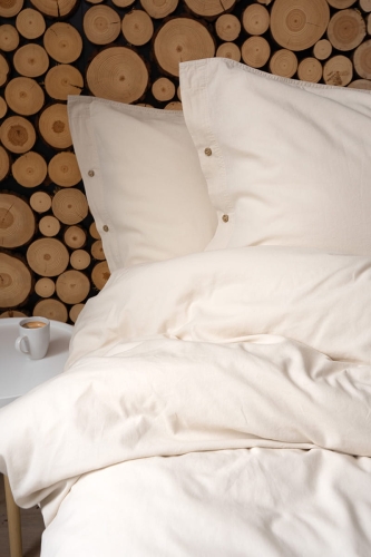 Pościel Pure Eco Line bawełniana 160x200 beżowa z guziczkami 