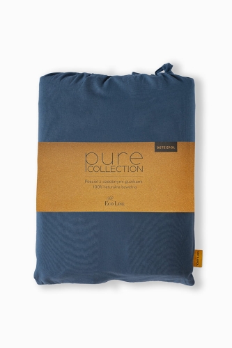 Pościel Pure Eco Line bawełniana 160x200 denim z guziczkami
