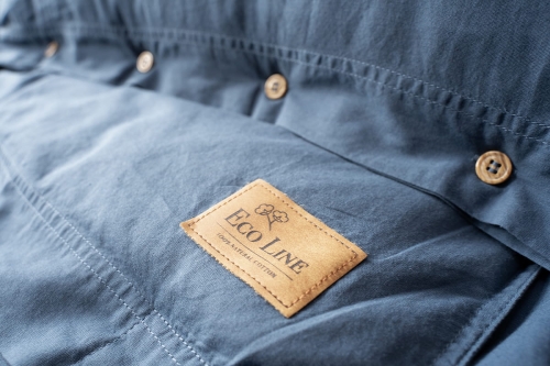 Pościel Pure Eco Line bawełniana 220x200 denim z guziczkami