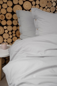 Pościel Pure Eco Line bawełniana 220x200 jasnoszara z guziczkami