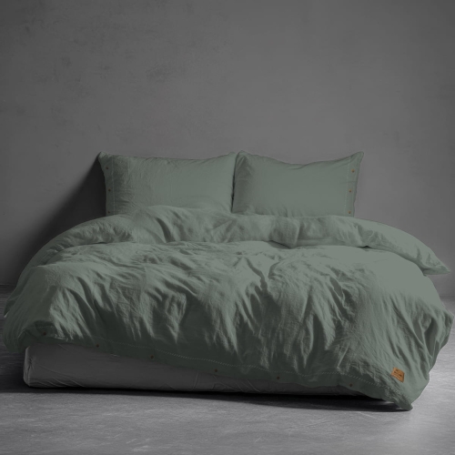 Pościel Pure Eco Line bawełniana 160x200 miętowa z guziczkami