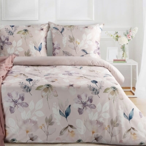 Ekskluzywna pościel Premium pudrowa 160x200 w kwiaty