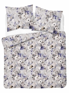 Komplet pościeli Home Satin z satyny bawełnianej 160x200 w fioletowe i kremowe kwiaty
