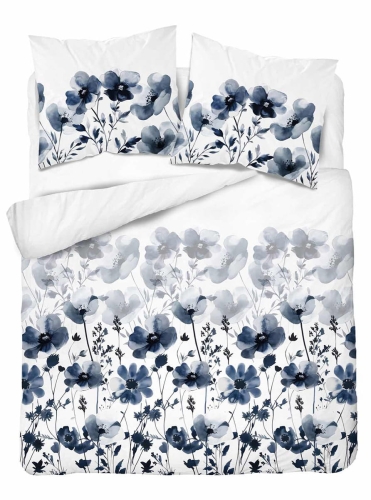 Komplet pościeli Home Satin z satyny bawełnianej 160x200 w granatowe kwiaty